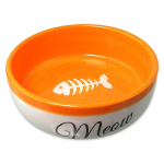 Magic Cat Purple bowl with fish bone print keraamiline kauss kassile, 13.4 x 4 cm, 170 ml