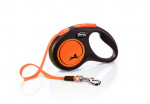 Flexi New Neon Tape M 5m Orange automaatne rihm koertele, oranž, koertele kuni 25 kg