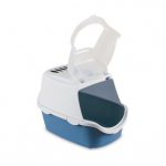 Stefanplast Cathy Easy Clean kassiliivakast kaane ja filtriga, valge/nordic sinine, 56x40x40 cm