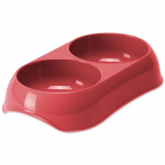 Magic Cat Plastic Double Bowl punane kahekordne kauss kassidele ja v&auml;ikestele koertele, 23x13 cm