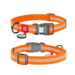 WAUDOG Collartex sukkp&uuml;ksid koertele QR-passiga, helkuriga, veekindel, suurus S, 25-35 cm x 15 mm, oranž