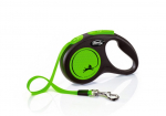 Flexi New Neon Tape M 5m Green automaatne rihm koertele, helkurdetailidega, kuni 25 kg