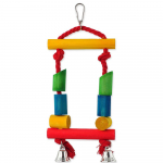 Bird Jewel Seesaw Wooden Coloured With Rope puidust m&auml;nguasi lindudele kiige, n&ouml;&ouml;ri ja kellukestega, 25 cm
