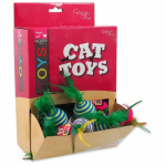Magic Cat m&auml;nguasjade kast triibuliste puuvillapallide ja sulgedega, 4,5 cm, 30 tk