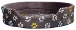Trixie Jimmy Bed ovaalne koeravoodi k&auml;pa mustriga, hall, 95x85 cm