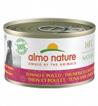 Almo Nature HFC Natural tuunikala ja kana konserv t&auml;iskasvanud koertele, 95 g