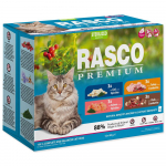 Rasco Premium Cat Pouch Sterilized multipack m&auml;rgtoit kassidele l&otilde;he, tursa, pardi ja kalkuniga kastmes, 12x85 g