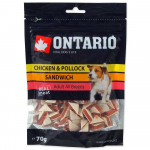 Ontario Chicken Jerky Sandwich pehmed maiused t&auml;iskasvanud koertele kana- ja tursaliha, 70 g