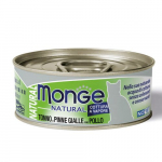 Monge Natural Yellowfin Tuna With Chicken konservid t&auml;iskasvanud kassidele kollase tuunikala ja kanaga omas mahlas, 80 g