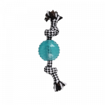 Flamingo Djengo Blue puuvillane trossm&auml;nguasi koertele 2 s&otilde;lmega ja TPR kummipalliga, 23 cm