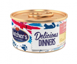 Butchers Classic DD Salmon/Shrimp Mousse konserv t&auml;isv&auml;&auml;rtuslik toit t&auml;iskasvanud kassidele l&otilde;he ja krevettidega, 85 g