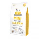 Brit Care Mini Hair & Skin Salmon teraviljavaba kuivtoit v&auml;ikest t&otilde;ugu t&auml;iskasvanud koertele l&otilde;he ja heeringaga, 2 kg