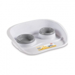 StefanPlast SET DINNER libisemisvastane alus kaussidega kassidele ja koertele, hall/valge, 46x35x11 cm