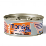 Monge Natural Yellowfin Tuna With Salmon konservid kassidele, t&auml;iends&ouml;&ouml;t t&auml;iskasvanud kassidele, 80 g