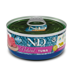 Farmina N&D Natural Tuna konserv pieaugu&scaron;ajale kassile kollase uimelise tuunikalaga, 140 g