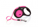 Flexi New Neon Tape M 5m Pink automaatne rihm koertele, helkurdetailidega, roosa