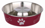 Trixie Slow Feed stainless steel bowl metallist aeglase s&ouml;&ouml;mise kauss koertele libisemiskindla alusega, 1.4 l/&oslash; 21 cm