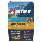 Ontario Adult Medium Fish And Rice kuivtoit t&auml;iskasvanud keskmiste t&otilde;ugu koertele kala ja riisiga, 2,25 kg