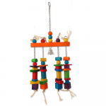 Bird Jewel Toy Hanging Coloured Sticks And Bell m&auml;nguasi lindudele v&auml;rviliste puidust elementide ja kellukesega, 55x20 cm