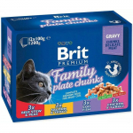Brit Premium Cat Pouches Family Plate m&auml;rgtoit t&auml;iskasvanud kassidele, erinevate maitsete valik, 12 x 100 g