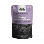 Four Friends Sterilized Turkey konservid steriliseeritud kassidele kalkunilihaga kastmes, 85 g