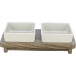 Trixie CityStyle Bowl Set keraamiliste kausside komplekt kassidele MDF-alusega, 2x0.4 l, hall/pruun