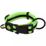 Active Dog Collar Fluffy S nailonist krae v&auml;ikestele koertele helkurdetailidega, laimiroheline, 2x27-41 cm