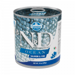 Farmina N&D Dog Ocean Salmon Codfish m&auml;rgtoit t&auml;iskasvanud koertele l&otilde;he ja tursafileega, 285 g
