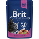 Brit Premium Cat Pouch Salmon & Trout konservid t&auml;iskasvanud kassidele l&otilde;he ja forelliga, 100 g