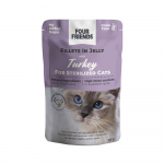 Four Friends Sterilized Turkey konservid steriliseeritud kassidele kalkuniliha želees, 85 g
