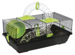 Plaček Small Animal Libor cage for dwarf hamsters and mice with wheel and tunnel, black/green, 50.5x28x21 cm, grid spacing 1 cm