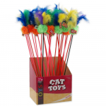 Magic Cat m&auml;nguasjade komplekt kassidele, pl&uuml;&uuml;sist pallid sulgedega ja PVC pulgad, 18 cm + 46 cm, 24 tk.