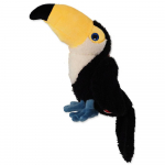 Dog Fantasy Recycled Toy Squeaky Toucan Rustling Tail m&auml;nguasi koertele, vile ja saiseva sabaga, taaskasutatud materjalidest, 23 cm
