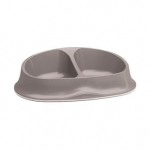 StefanPlast Ciotole Chic kahekordne plastmasskauss koertele ja kassidele, libisemisvastase servaga, hele hallikaspruun, 2x0.25 l