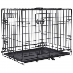 Dog Fantasy Wire Dog Crate kokkupandav koerakuut kahe ukse ja kattega, 61x43x49 cm