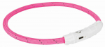 Trixie Flash Light Ring USB helkuriga kaelarihm koertele, L&ndash;XL, 65 cm, &oslash; 7 mm, roosa