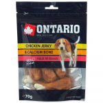Ontario Chicken Jerky & Calcium Bone maius koertele, kuivatatud kanaliha kaltsiumikondiga, 70 g