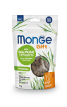 Monge Gift Filled And Crunchy Hairball Salmon And Catnip kr&otilde;mpsuv maiustus t&auml;iskasvanud kassidele karvapallide vastu l&otilde;hega ja kassim&uuml;ndiga, 60 g