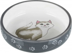 Trixie Cat Bowl For Short Nosed Breeds, keraamiline kauss kassidele l&uuml;hikese ninaga, hall/valge, 0,3 l/&oslash; 15 cm