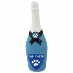 Dog Fantasy Pup-Cheer lateksist m&auml;nguasi koertele &scaron;ampanjapudeli kujul koos piiksu, sinine, 16.5 cm