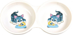 Trixie Double Bowl keraamiline kauss kassidele, 2*0,15 l/11 cm, valge