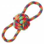 Dog Fantasy Woven Ball Loop Tugger kootud puuvillane m&auml;nguasi koertele interaktiivseks m&auml;nguks, kahe silmusega, 22 cm