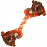 Dog Fantasy 2 Knots Cotton Rope m&auml;nguasi koertele kahe s&otilde;lmega, puuvillane, oranž-valge, 20 cm