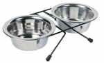 Trixie Eat on Feet Bowl Set alus kahe roostevabast terasest kausiga kassidele ja koertele, 2x0.45 l/12 cm