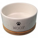 Dog Fantasy Woof Bowl bambusrestiga M keraamiline kauss koertele bambusrestiga, valge, 0,85 l
