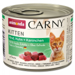 Animonda Carny Kitten veiseliha, kanaliha + k&uuml;&uuml;likuliha m&auml;rgtoit kassipoegadele, 200 g