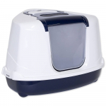 Magic Cat Litter Box kaanega ja l&auml;bipaistva uksega privaatsuse tagamiseks, nurgeline, s&ouml;efiltriga l&otilde;hnade neutraliseerimiseks, 59x45x39 cm, Blue Berry sinine
