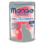 Monge Natural Tuna In Jelly With Chicken And Shrimp m&auml;rgtoit t&auml;iskasvanud kassidele, 80 g