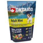 Ontario Dog Adult Mini Fish And Rice kuivtoit t&auml;iskasvanud v&auml;ikeste t&otilde;ugude koertele kala ja riisiga, 750 g