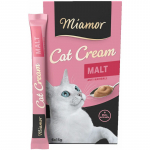 Miamor Cat Cream Malt t&auml;iends&ouml;&ouml;t kassidele linnase ja kiudainetega karvapallide v&auml;hendamiseks, ilma suhkru ja v&auml;rvaineteta, 6 tk. x 15 g